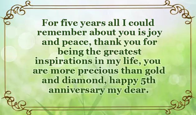 5Th Year Wedding Anniversary
