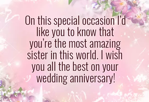 Happy Anniversary Message For Sister