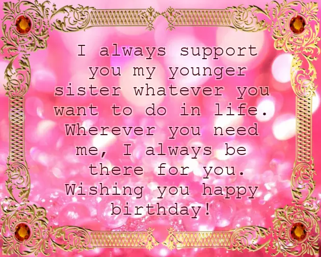 Bday Wishes For Younger Sister