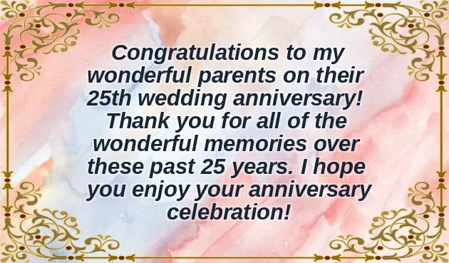 Silver Anniversary Message For Parents