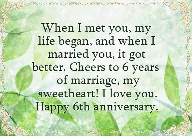6Th Wedding Anniversary Quotes For Husband