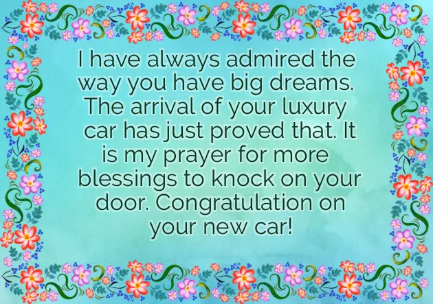 Congratulations For The New Car