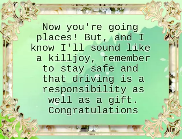 Congratulations On Your Licence