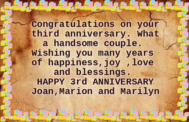 Three Year Wedding Anniversary Three Year Wedding Anniversary