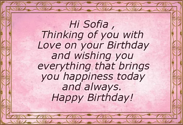 Happy Birthday To Sofia