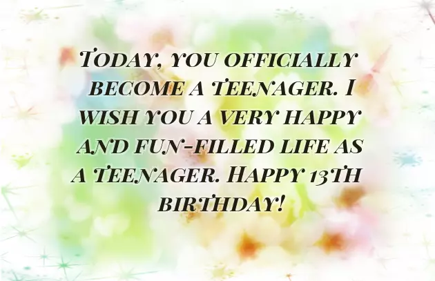 First Teenage Birthday Wishes