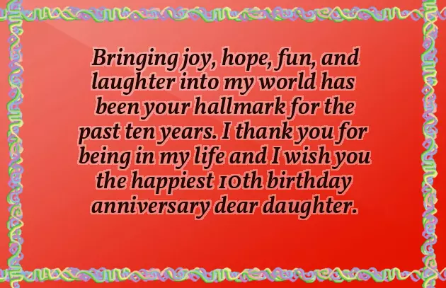 Birthday Wishes For 10 Years Old Girl
