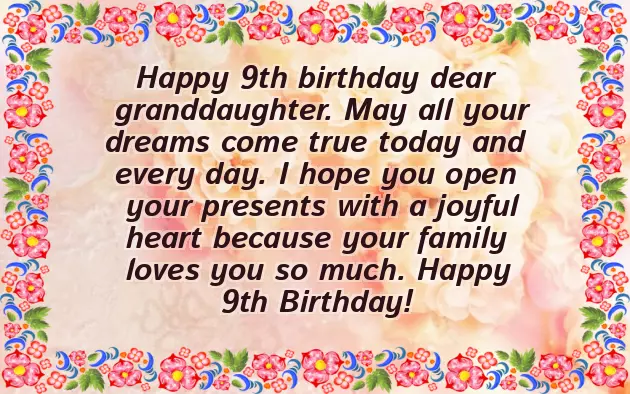 Happy 9Th Birthday To My Granddaughter