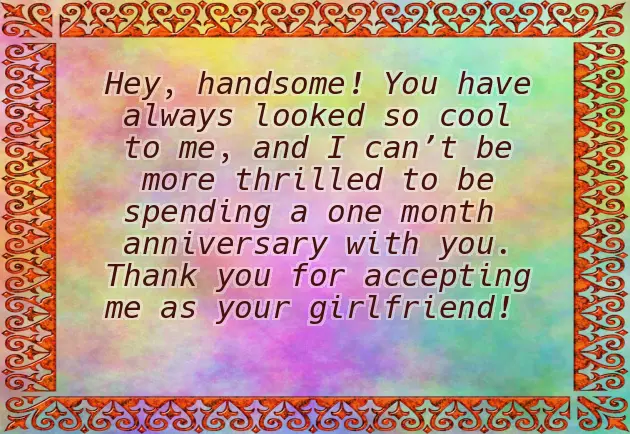 First Month Anniversary Status