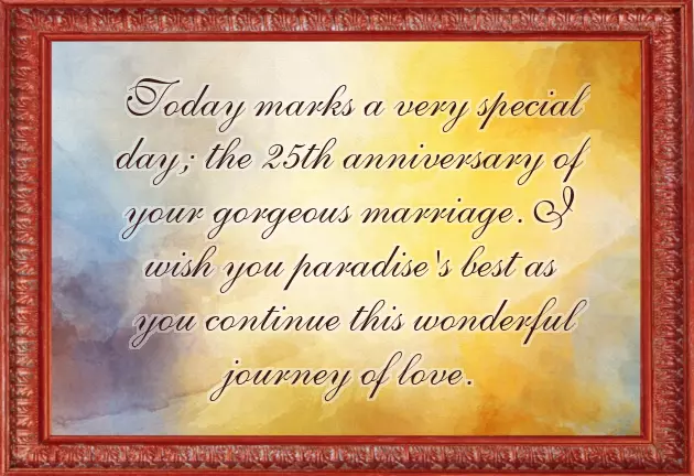 Silver Jubilee Wedding Anniversary Greetings