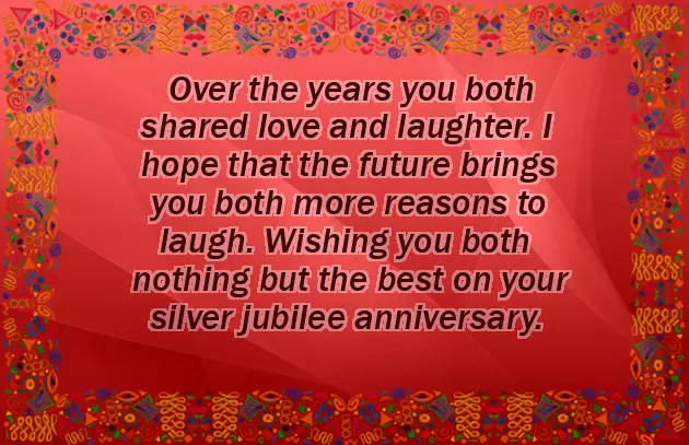 Silver Jubilee Wishes For Couple