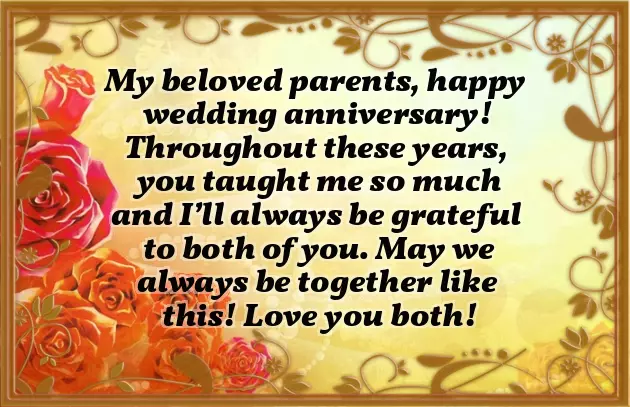 Anniversary Message To Parents From Daughter