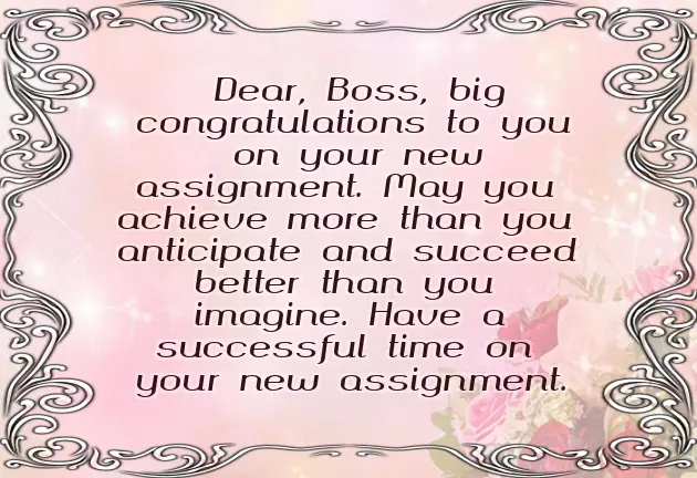 Best Wishes On New Assignment