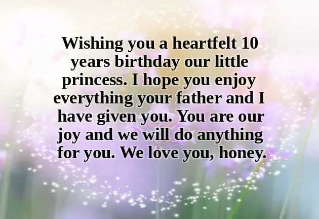Birthday Wishes For 10 Years Old Girl