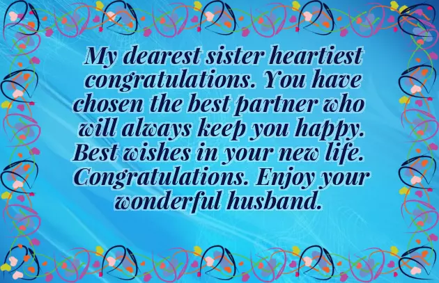 Sister Marriage Wishes In English