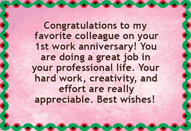 Congratulations On Work Anniversary To Colleague