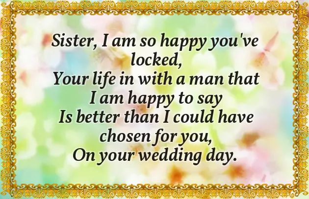 Bride Wishes For Sister
