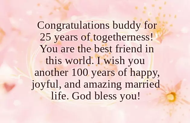 Silver Jubilee Wedding Anniversary Greetings