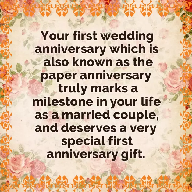 First Year Wedding Anniversary Gift
