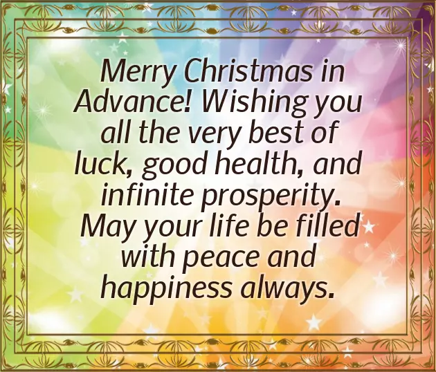 Advance Xmas Wishes
