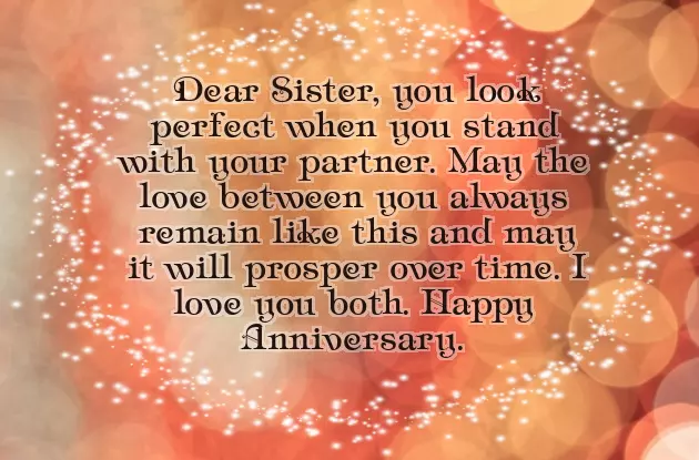 Wedding Anniversary Wishes To Sister