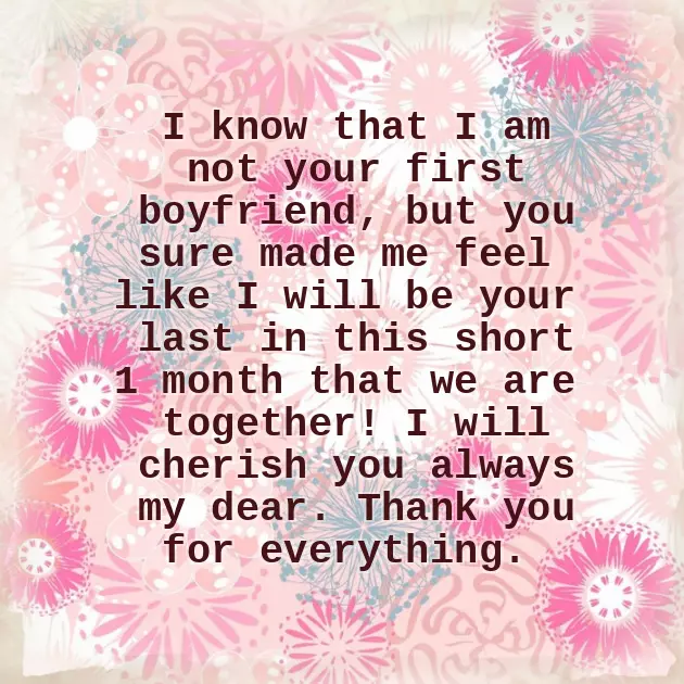 First Month Anniversary Status