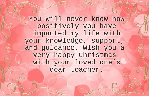 Teacher Christmas Wishes