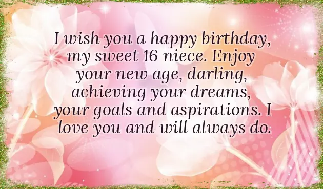 Sweet 16 Birthday Wishes Niece