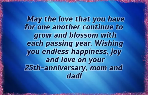 Silver Jubilee Wishes For Couple