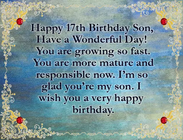 Birthday Wishes For Son 17Th Birthday