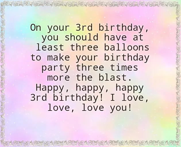 3 Years Birthday Wishes For My Daughter