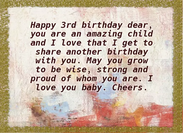 Birthday Greetings For A 3 Year Old Boy