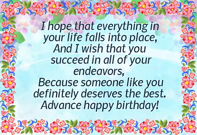 Advance Birthday Wishes Quotes Advance Birthday Wishes Quotes