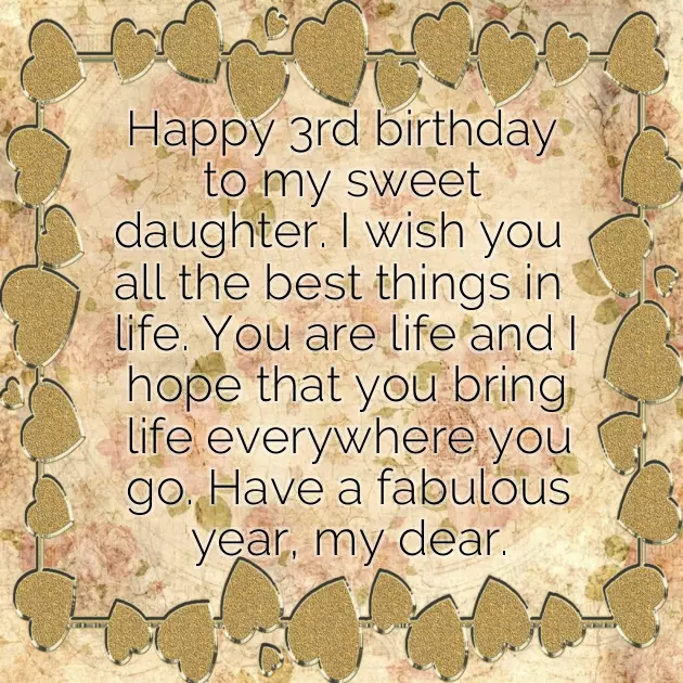 Daughters 3Rd Birthday Wishes