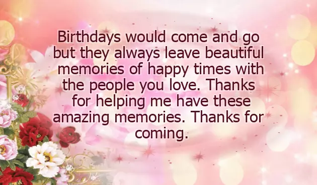 Thank You To Friends For Birthday Celebration