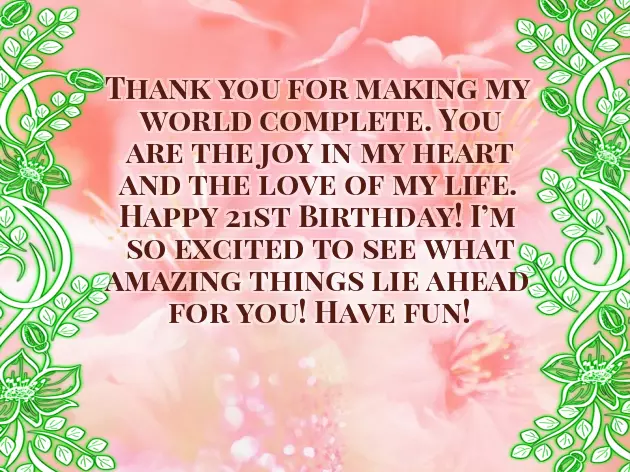 Happy Birthday Wishes For 21 Year Old Daughter