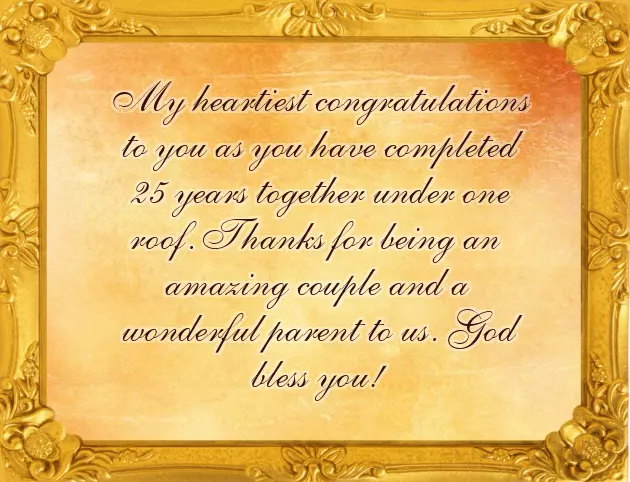 Silver Jubilee Wishes For Mom Dad