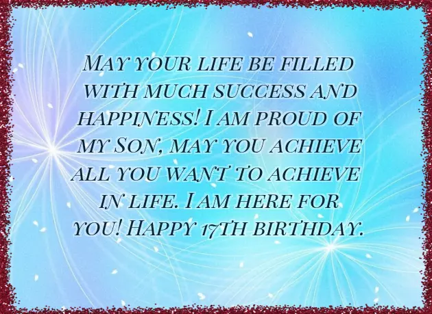 Birthday Wishes For Son 17Th Birthday