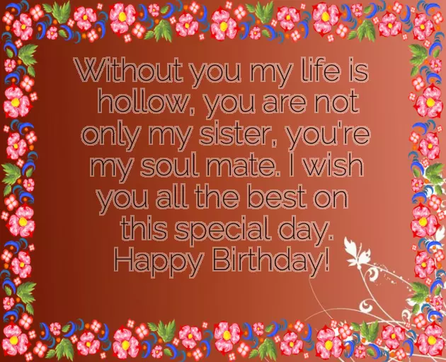 Sister To Sister Birthday Wishes