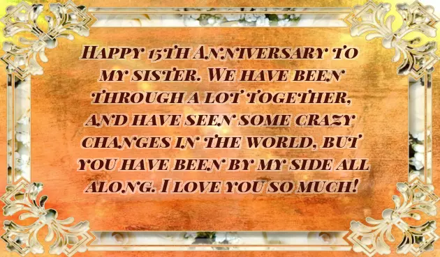 15Th Wedding Anniversary Wishes For Sister