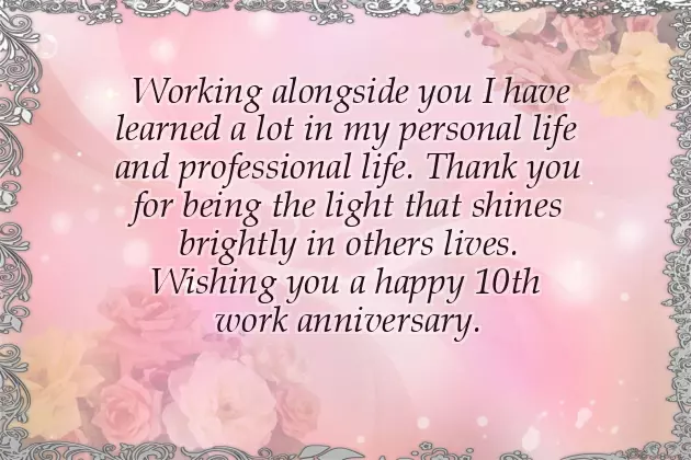 10 Year Work Anniversary Congratulations