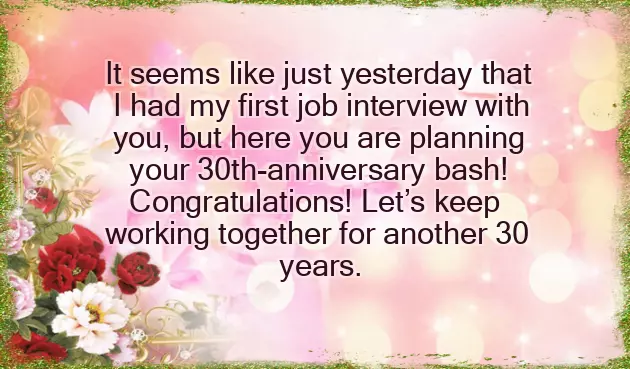 Congratulations On 30 Years Of Service