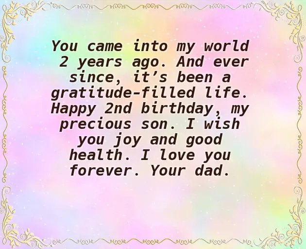 Birthday Wishes For 2 Year Old Son From Father