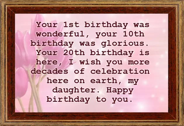 Birthday Wishes For 20 Years Old Girl