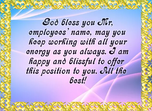 Promotion Wishes To Husband