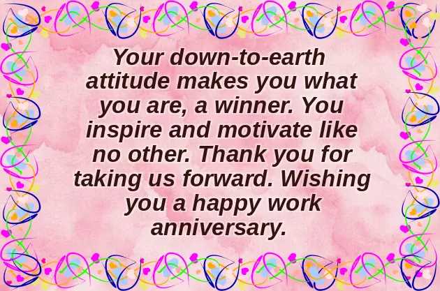 Congratulations Work Anniversary Wishes