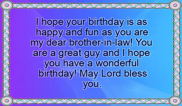 Birthday Wishes For Brother In Law In English