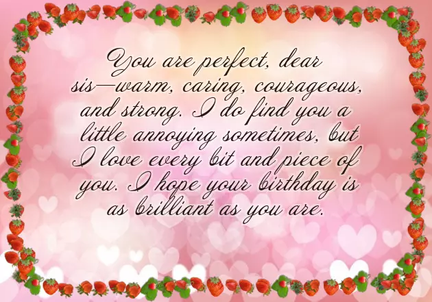 Happy Birthday Note To Sister