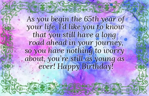 Birthday Greetings For 65 Year Old Woman