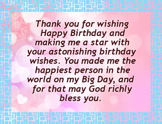 Thank You Notes For Birthday Wishes